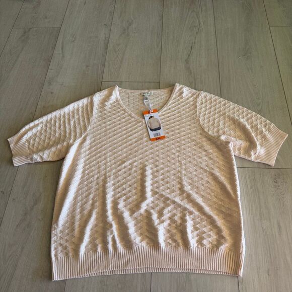 Ella Moss Tops - Ella Moss Women's Elbow Sleeve Lightweight V Neck Sweater Cream Size XXL